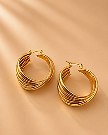 Çoklu Sıra Gold Halka Küpe