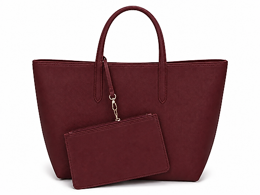 Premium Bordo Büyük Boy Omuz Çantası – Çıkarılabilir Cüzdan Detaylı