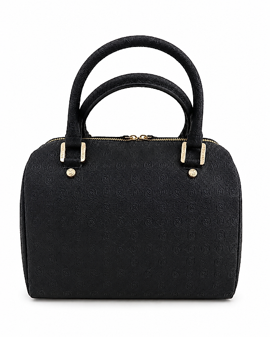 Premium Siyah Monogram Desenli El ve Omuz Çantası