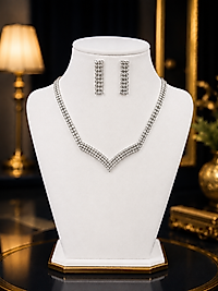 Premium Işıltı Zirkon Taşlı Kolye & Küpe Seti