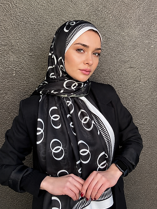 Luna Soft Şal - Siyah/Beyaz