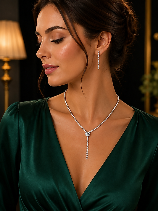 Premium Zarafet Zirkon Taşlı Kolye & Küpe Seti