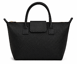 Premium Siyah Monogram Desenli Büyük Boy Omuz Çantası