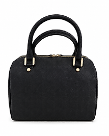 Premium Siyah Monogram Desenli El ve Omuz Çantası