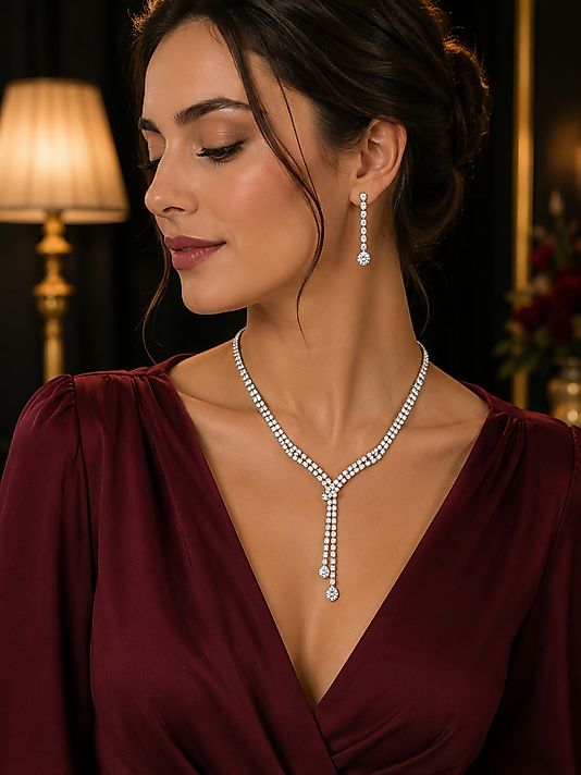 Premium Zarafet Zirkon Kolye & Küpe Seti