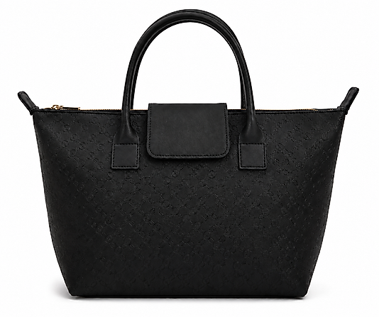 Premium Siyah Monogram Desenli Büyük Boy Omuz Çantası