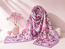 Luna Soft Şal – Pembe Gül Bahçesi Desenli