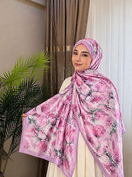 Luna Soft Şal – Pembe Gül Bahçesi Desenli