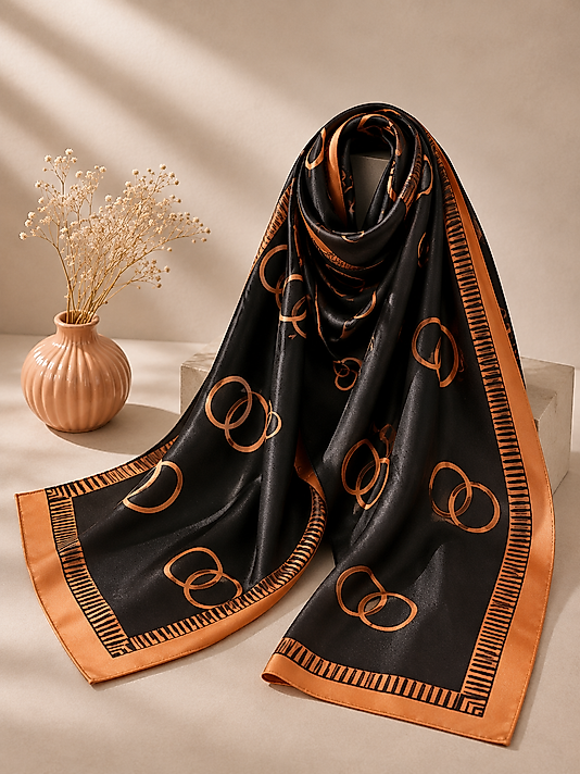 Luna Soft Şal – Siyah Tarçın Desenli