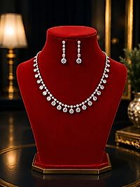 Premium Zarafet Damla Zirkon Taşlı Kolye & Küpe Seti