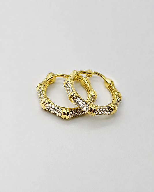 Zirkon Taşlı Gold Halka Küpe