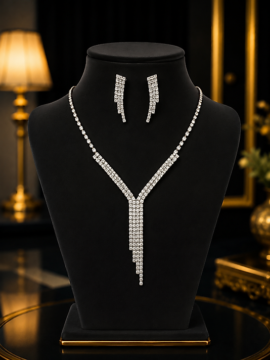 Premium Zarafet Zirkon Kolye & Küpe Seti
